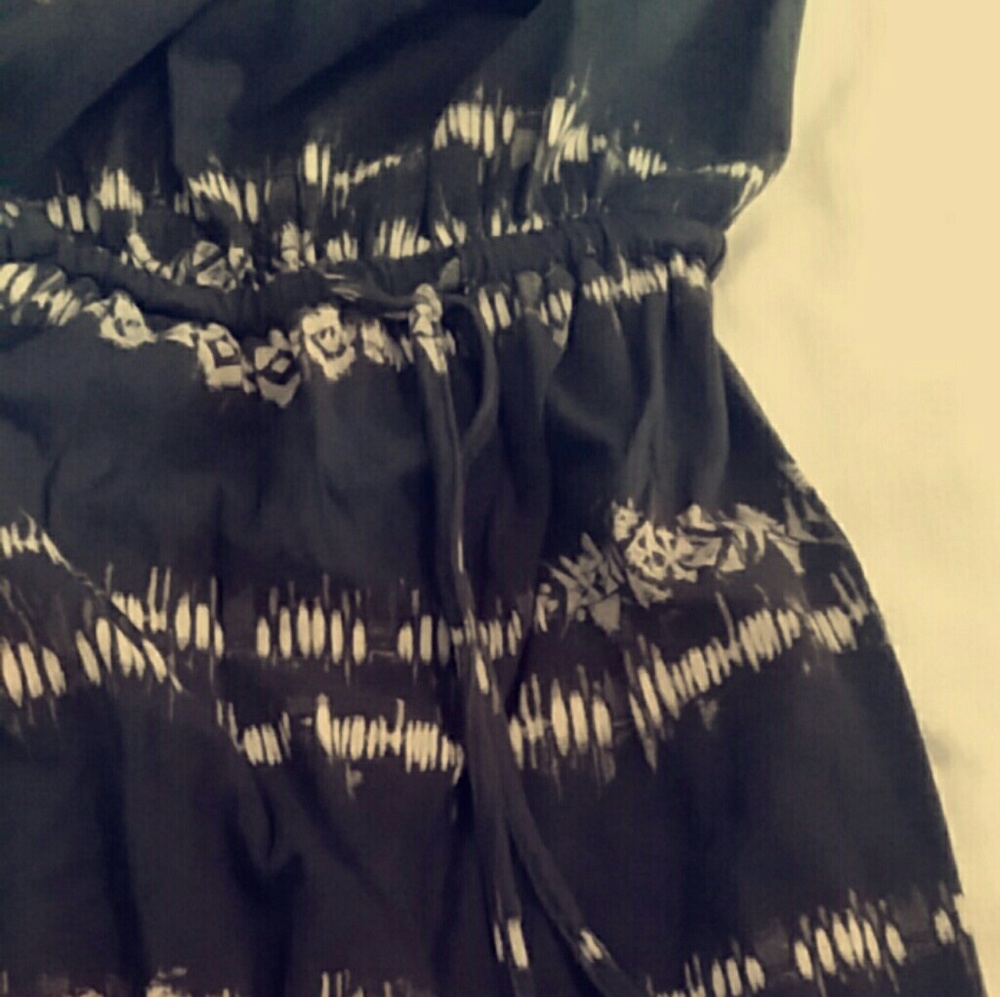 Black and tan strapless (short) dress
